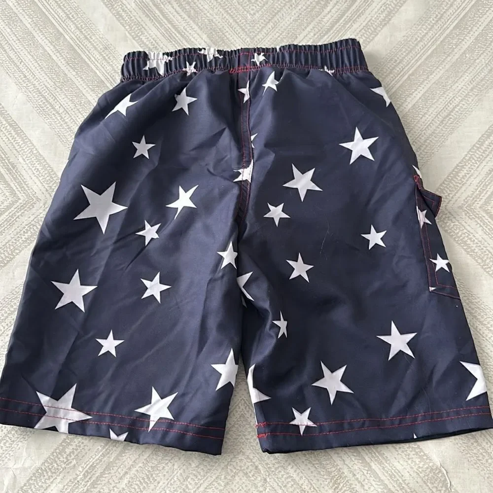 Mish Boys Navy Blue with White Stars Swim Trunks
